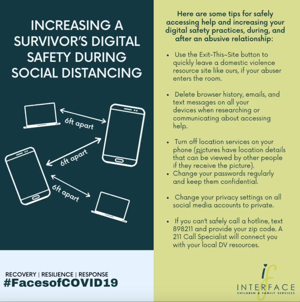 Ways to increase a survivor of abuse's digital safety during social distancing